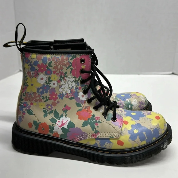 Dr Martens Doc Docs 1460 Combat Lace Up Boots Shoes Floral Print Women's Size 5 - Picture 4 of 10